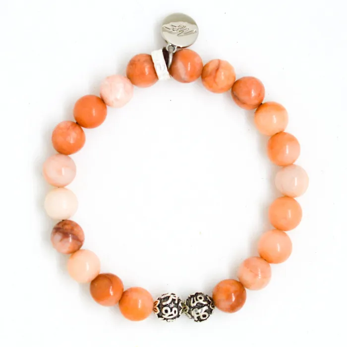 Bracelets MF Pink Aventurine Silver Bead Bracelet 8 MM