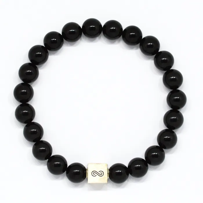 Bracelets MF Tourmaline Stone Infinity Silver Bead Bracelet 8 MM