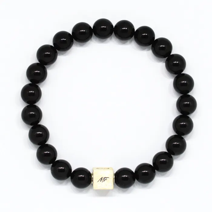 Bracelets MF Tourmaline Stone Infinity Silver Bead Bracelet 8 MM