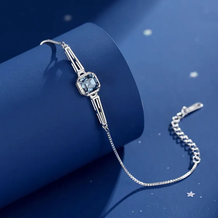 Bracelets Mystic Flavia Sapphire Serenity Square Swarovski Silver Bracelet