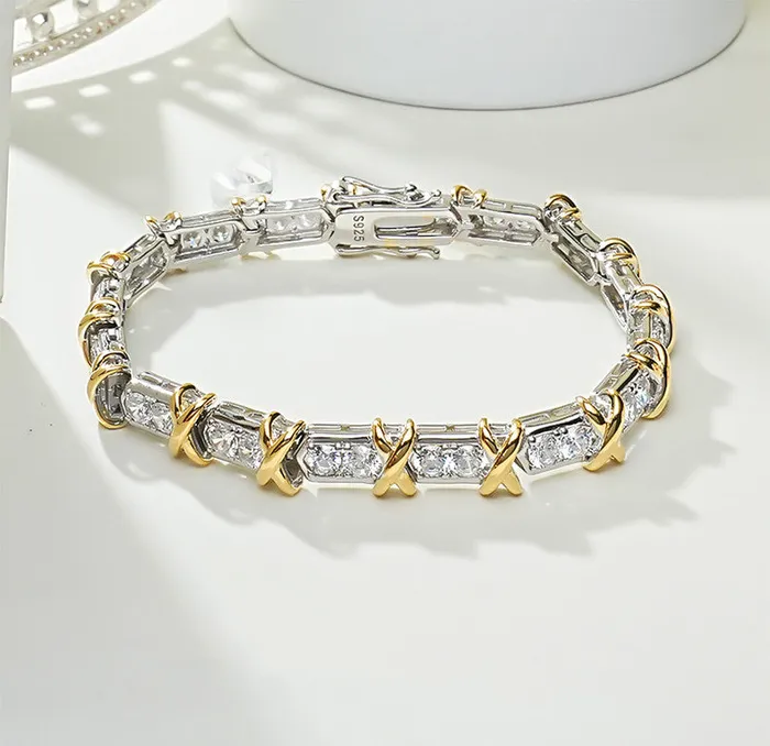 Bracelets Shineofdiamond X Round Cut Bracelet in Sterling Silver
