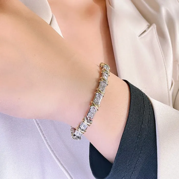 Bracelets Shineofdiamond X Round Cut Bracelet in Sterling Silver