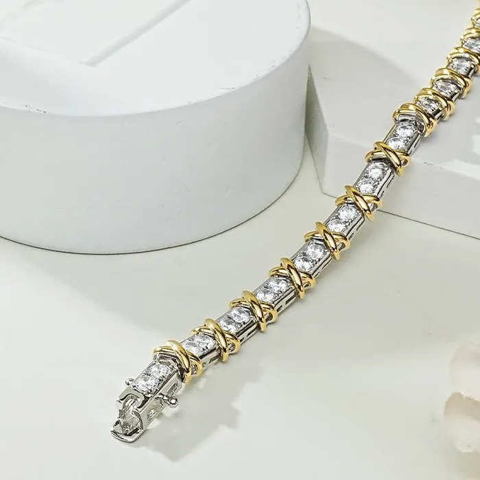 Bracelets Shineofdiamond X Round Cut Bracelet in Sterling Silver