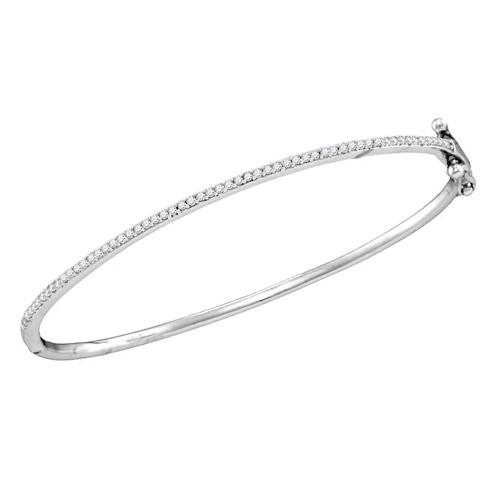 Bracelets Sterling Silver Womens Round Diamond Single Row Bangle Bracelet 13 Cttw mayamila Bracelets Sterling Silver Womens Round Diamond Single Row Bangle Bracelet 13 Cttw mayamila