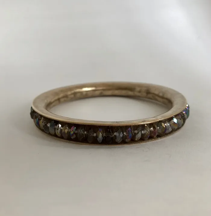 Bronze Bangle Bracelet with Irradiated Glass Beads Martha Andrew Bracelets