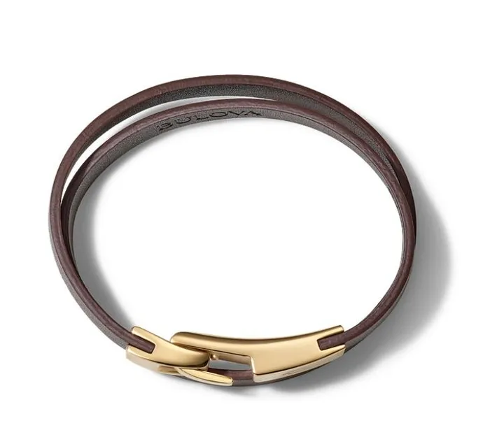 Bulova Bracelets BULOVA LEATHER DOUBLE WRAP BRACELET J97B003M