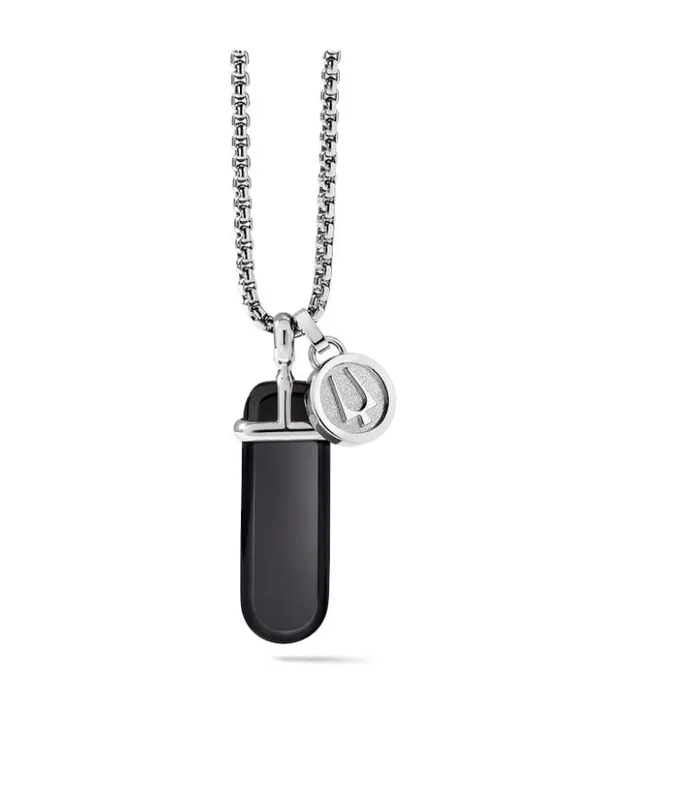 BULOVAPRECISIONIST BLACK ONYX PENDANT WITH CHAIN J96N007 Bulova Necklaces