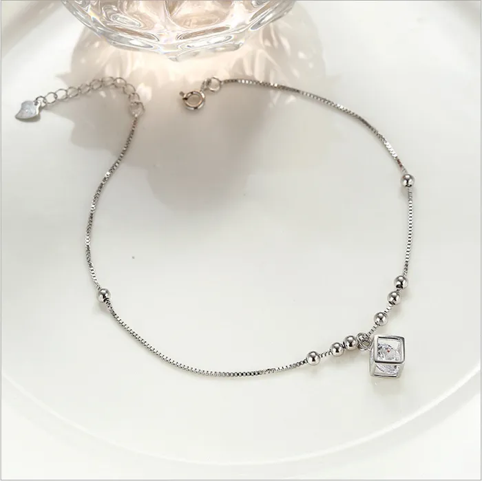 Circular Bead Single Box Zircon Silver Anklet Mystic Flavia Rings