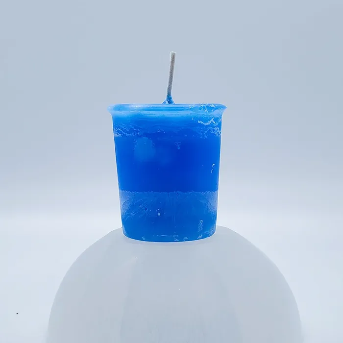Crystal Journey Candles Earrings Throat Chakra Bright Blue Votive Candle Reiki Charged