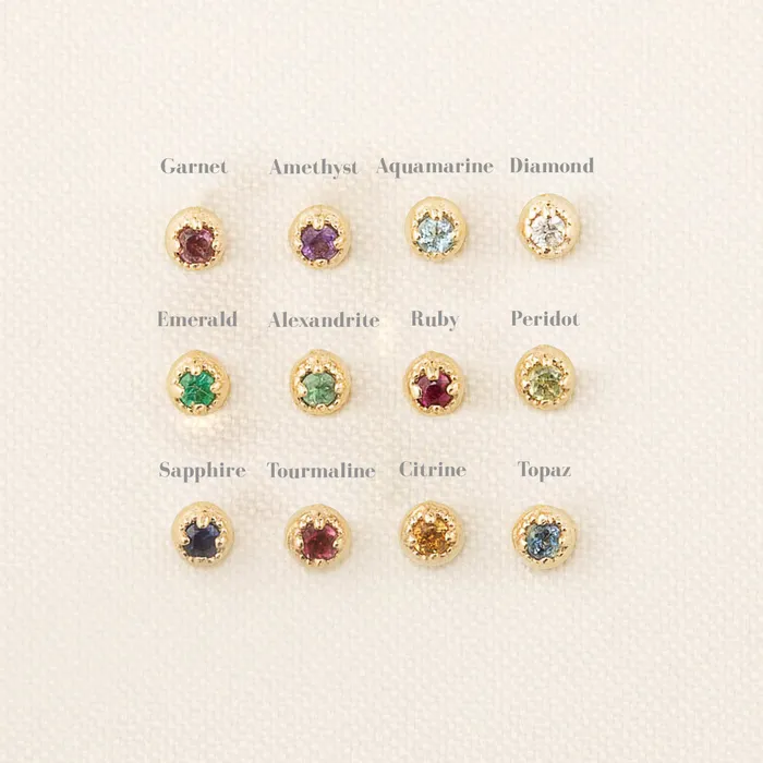 Dahlia 15mm Birthstone Stud Earrings for Kids Envero Jewelry Earrings