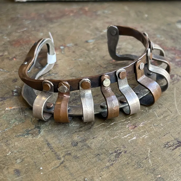 David Jones Bracelets Fine Silver and Copper Statement Cuff Bracelet