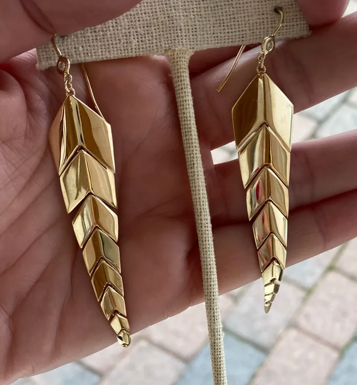Diamond Medium Fishtail Earrings 9 Link YG Jacquie Aiche Earrings