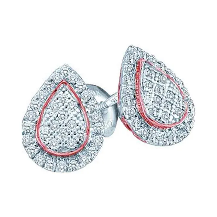 Earrings 10kt White Gold Womens Round Diamond Rosetone Teardrop Cluster Screwback Earrings 15 Cttw mayamila Earrings 10kt White Gold Womens Round Diamond Rosetone Teardrop Cluster Screwback Earrings 15 Cttw mayamila