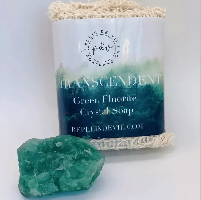 Earrings Green Fluorite Crystal Soap Transcendent Plein De Vie