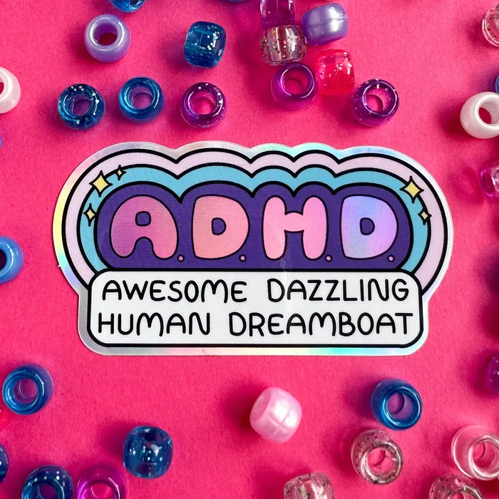 Earrings Kitty With A Cupcake ADHD Holographic Sticker