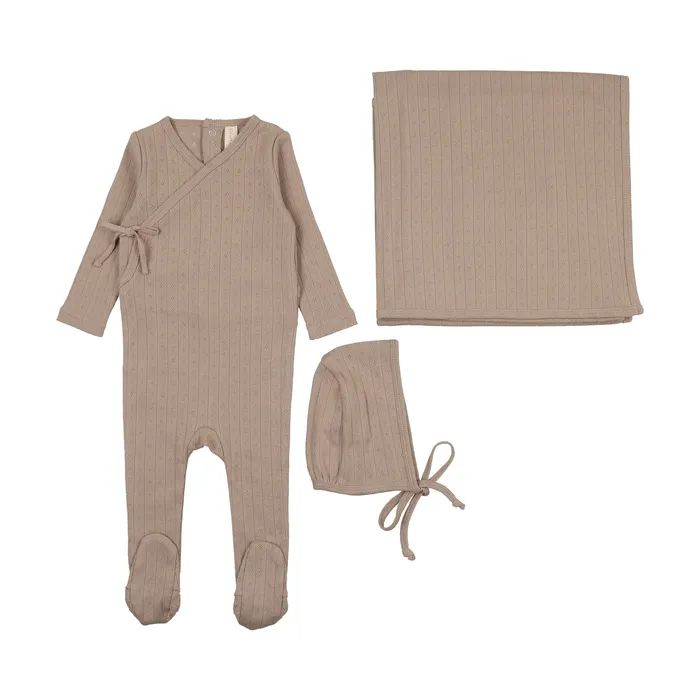 Earrings Lilette Fine Pointelle Layette Set Taupe Lilette