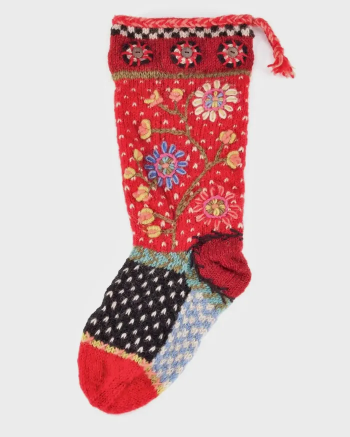 Earrings Lost Horizons Knitwear Red Flora Wool Knit Stocking
