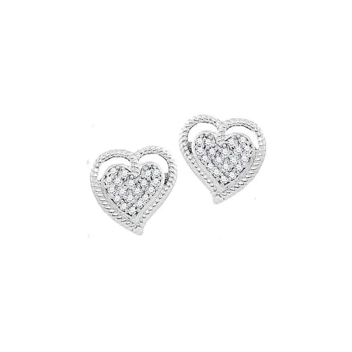 Earrings mayamila 10kt White Gold Womens Round Diamond Rope Heart Cluster Earrings 110 Cttw Earrings mayamila 10kt White Gold Womens Round Diamond Rope Heart Cluster Earrings 110 Cttw