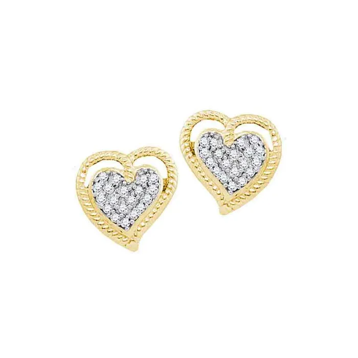 Earrings mayamila 10kt Yellow Gold Womens Round Diamond Milgrain Heart Cluster Earrings 110 Cttw Earrings mayamila 10kt Yellow Gold Womens Round Diamond Milgrain Heart Cluster Earrings 110 Cttw