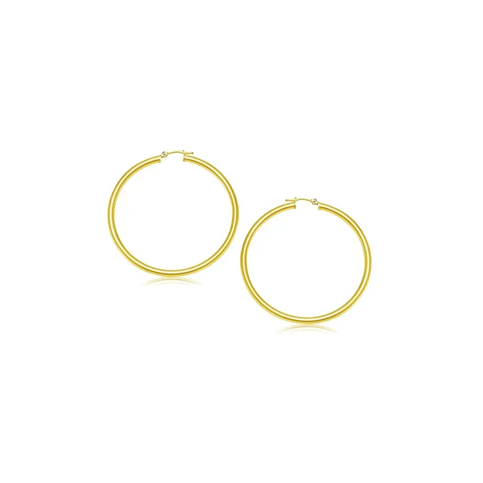 Earrings MayaMila 14k Yellow Gold Polished Hoop Earrings 15 mm