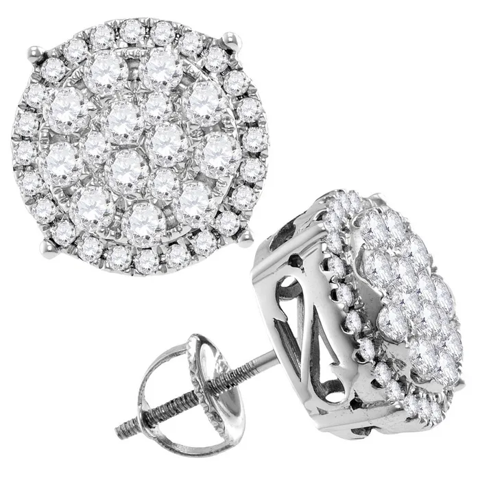 Earrings mayamila 14kt White Gold Womens Round Diamond Concentric Circle Cluster Stud Earrings 200 Cttw Earrings mayamila 14kt White Gold Womens Round Diamond Concentric Circle Cluster Stud Earrings 200 Cttw