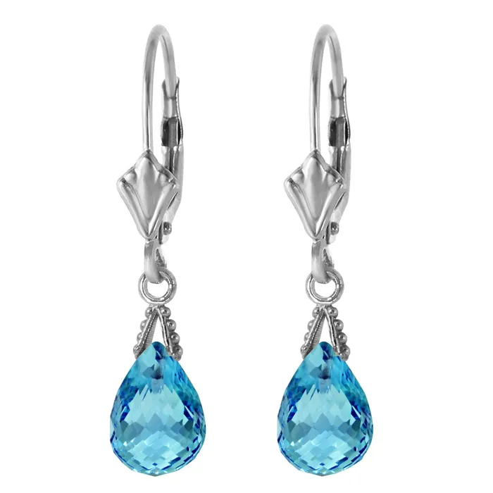 Earrings MayaMila 45 Carat 14K Solid White Gold Leverback Earrings Briolette Blue Topaz Earrings MayaMila 45 Carat 14K Solid White Gold Leverback Earrings Briolette Blue Topaz