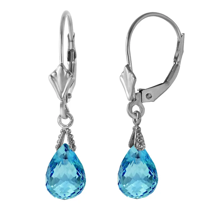 Earrings MayaMila 45 Carat 14K Solid White Gold Leverback Earrings Briolette Blue Topaz Earrings MayaMila 45 Carat 14K Solid White Gold Leverback Earrings Briolette Blue Topaz