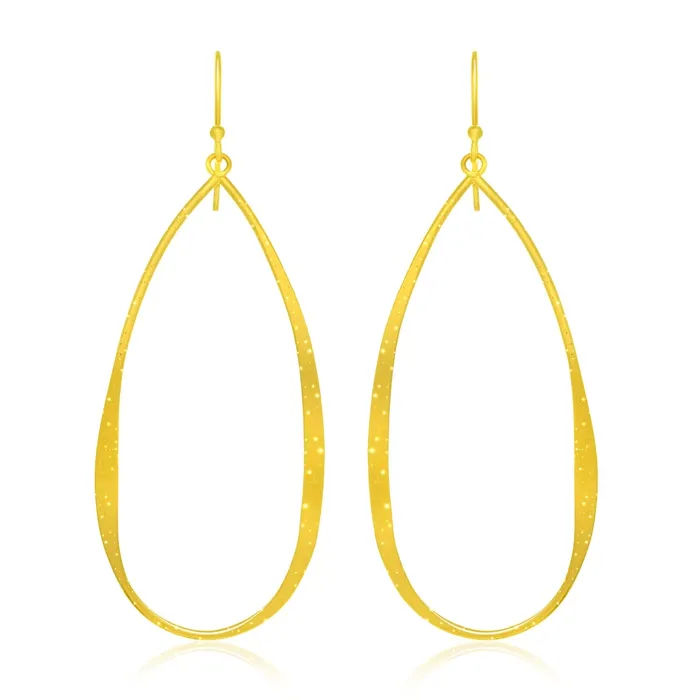 Earrings MayaMila Sterling Silver Teardrop Shape Yellow Tone Stardust Dangling Earrings Earrings MayaMila Sterling Silver Teardrop Shape Yellow Tone Stardust Dangling Earrings