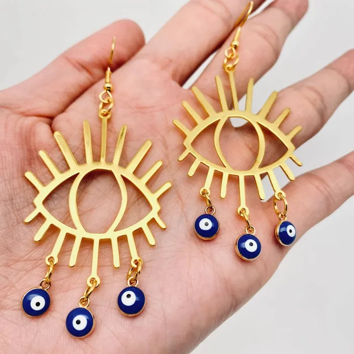 Earrings Mio Queena Golden Evil Eye Earrings