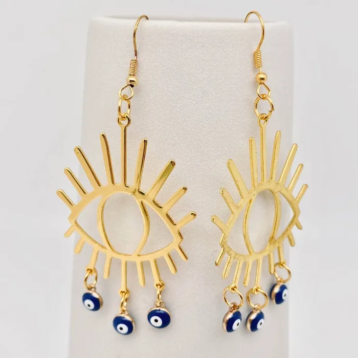 Earrings Mio Queena Golden Evil Eye Earrings