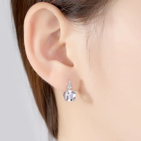 Earrings Shineofdiamond Asscher Cut Morganite Earrings in Sterling Silver Earrings Shineofdiamond Asscher Cut Morganite Earrings in Sterling Silver