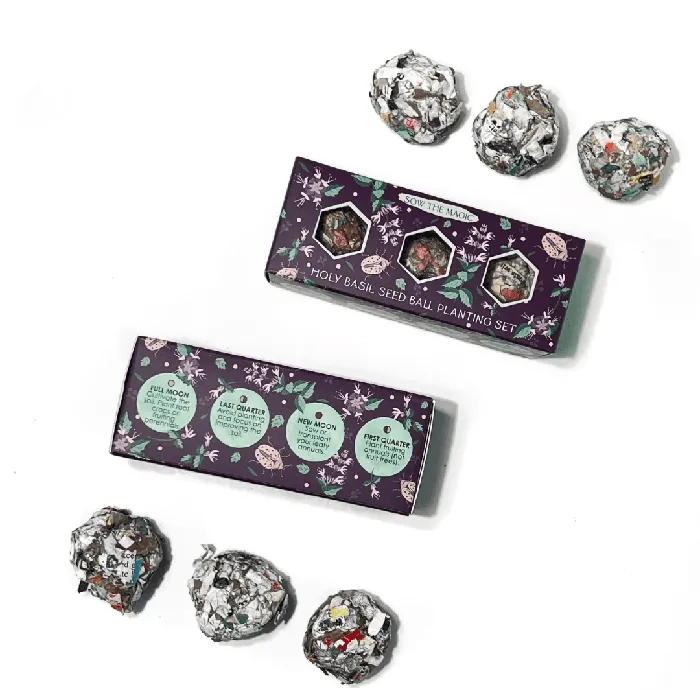 Earrings Sow the Magic Protection Holy Basil Mini Seed Ball Gift Box Set