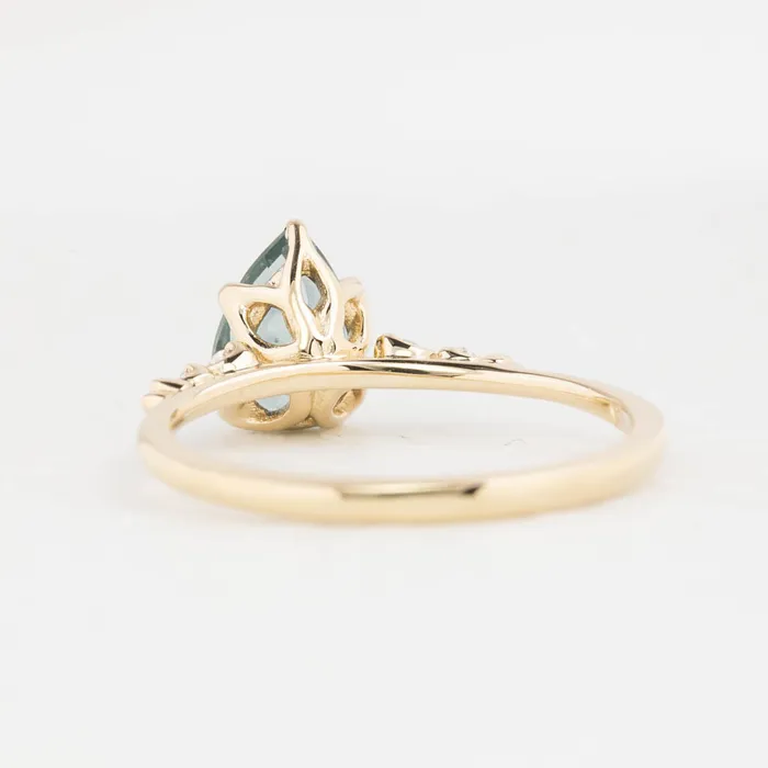 Envero Jewelry Estel Fleur Ring 141ct Blue Green Montana Sapphire 14K Yellow Gold One of a kind Rings Envero Jewelry Estel Fleur Ring 141ct Blue Green Montana Sapphire 14K Yellow Gold One of a kind Rings