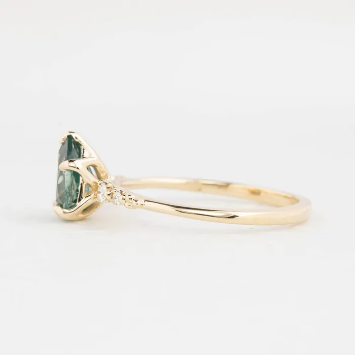 Envero Jewelry Estel Fleur Ring 141ct Blue Green Montana Sapphire 14K Yellow Gold One of a kind Rings Envero Jewelry Estel Fleur Ring 141ct Blue Green Montana Sapphire 14K Yellow Gold One of a kind Rings