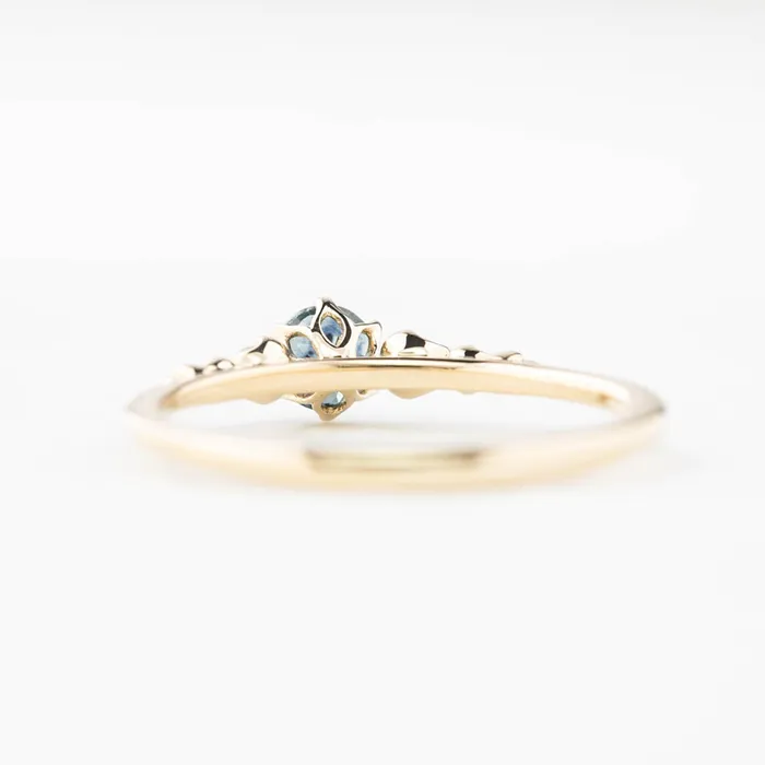Envero Jewelry Estel Fleur Six Prongs Ring 4mm 030ct Teal Blue Green Montana Sapphire 14K Yellow Gold Rings