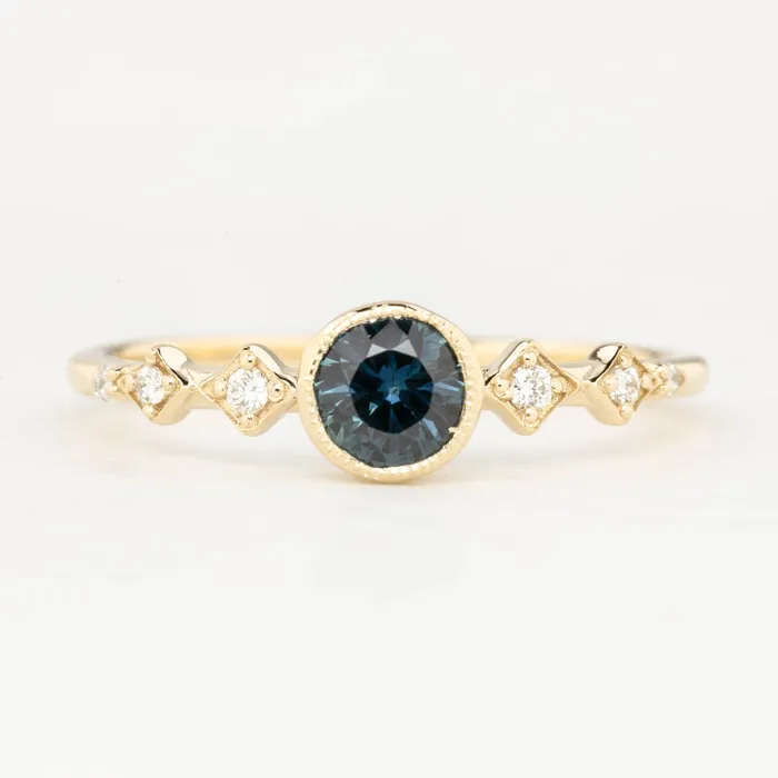 Envero Jewelry Rings Celeste Ring 475mm 050ct Teal Blue Queensland Sapphire 14k Yellow Gold