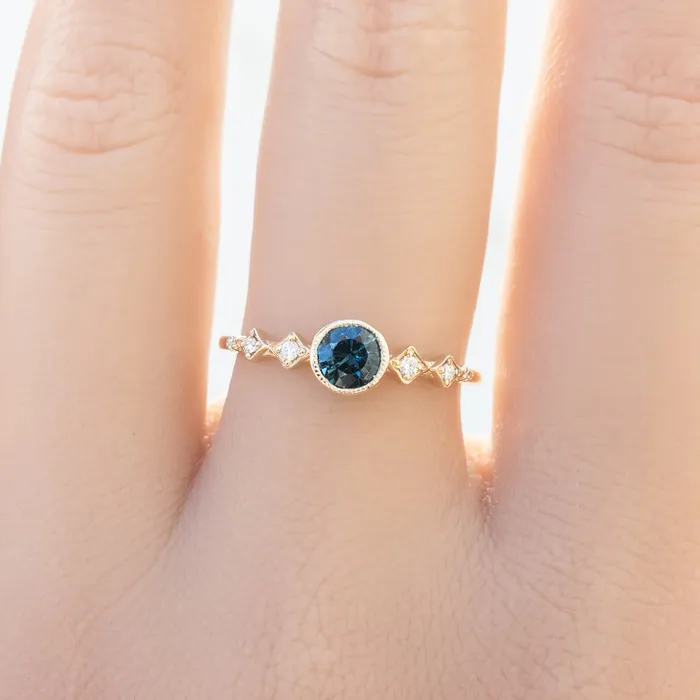 Envero Jewelry Rings Celeste Ring 475mm 050ct Teal Blue Queensland Sapphire 14k Yellow Gold