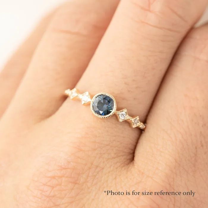 Envero Jewelry Rings Celeste Ring 475mm 050ct Teal Blue Queensland Sapphire 14k Yellow Gold