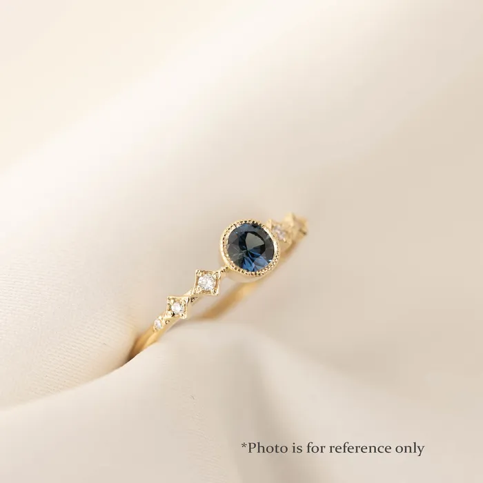 Envero Jewelry Rings Celeste Ring 475mm 050ct Teal Blue Queensland Sapphire 14k Yellow Gold