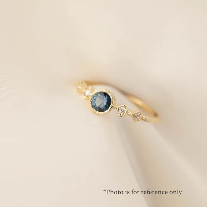 Envero Jewelry Rings Celeste Ring 475mm 050ct Teal Blue Queensland Sapphire 14k Yellow Gold
