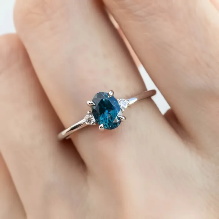 Envero Jewelry Rings Emilie Ring 117ct Blue Montana Sapphire 14K White Gold One of a kind