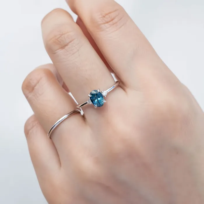Envero Jewelry Rings Emilie Ring 117ct Blue Montana Sapphire 14K White Gold One of a kind
