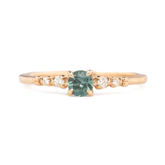 Envero Jewelry Rings Estel Fleur Four Prongs Ring 040ct Blue Green Montana Sapphire 14k Rose Gold Envero Jewelry Rings Estel Fleur Four Prongs Ring 040ct Blue Green Montana Sapphire 14k Rose Gold