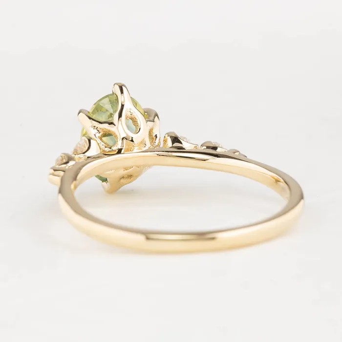 Envero Jewelry Rings Estel Fleur Six Prongs Ring Green Oval Montana Sapphire 14K Yellow Gold One of a kind