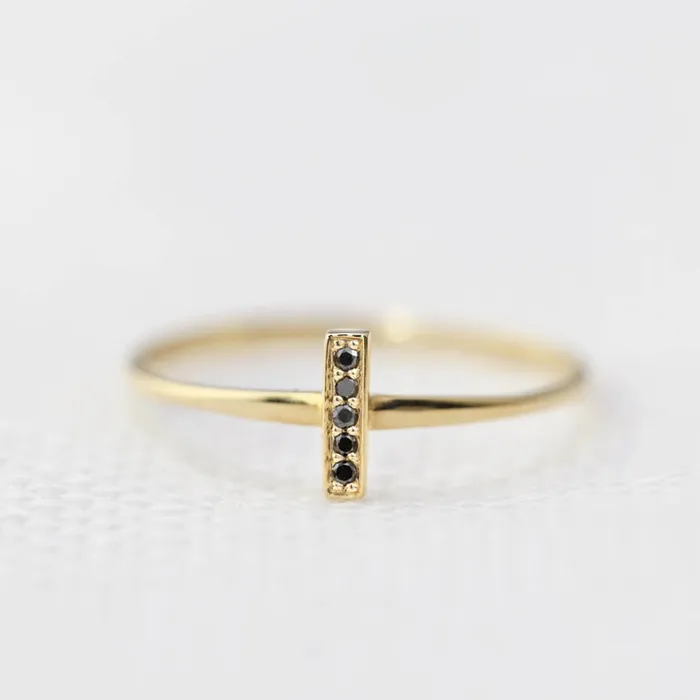 Envero Jewelry Rings Five Black Diamond Bar Ring