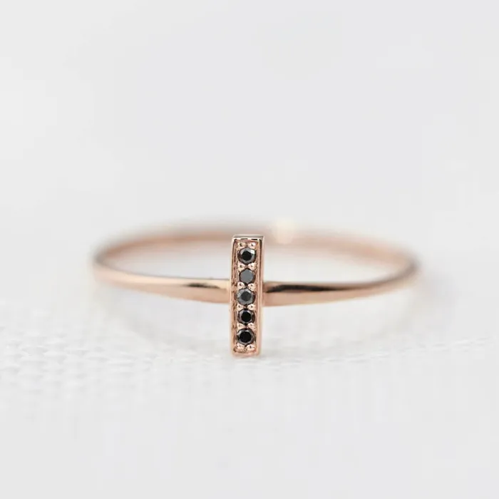 Envero Jewelry Rings Five Black Diamond Bar Ring
