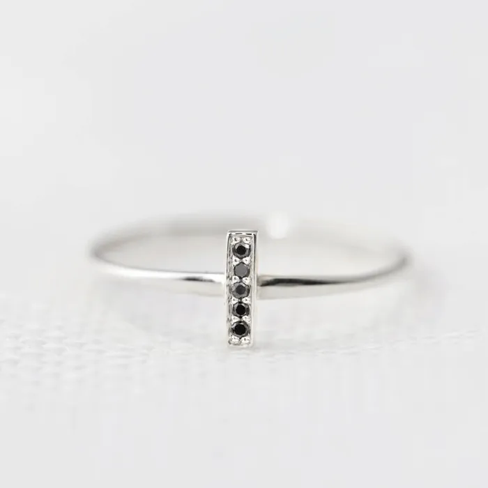 Envero Jewelry Rings Five Black Diamond Bar Ring