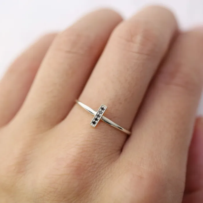 Envero Jewelry Rings Five Black Diamond Bar Ring