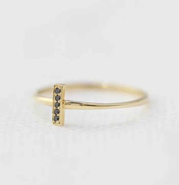 Envero Jewelry Rings Five Black Diamond Bar Ring
