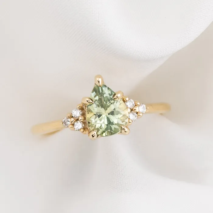 Envero Jewelry Rings Teresa Ring 149ct Light Green Montana Sapphire 14k Yellow Gold One of a kind Envero Jewelry Rings Teresa Ring 149ct Light Green Montana Sapphire 14k Yellow Gold One of a kind